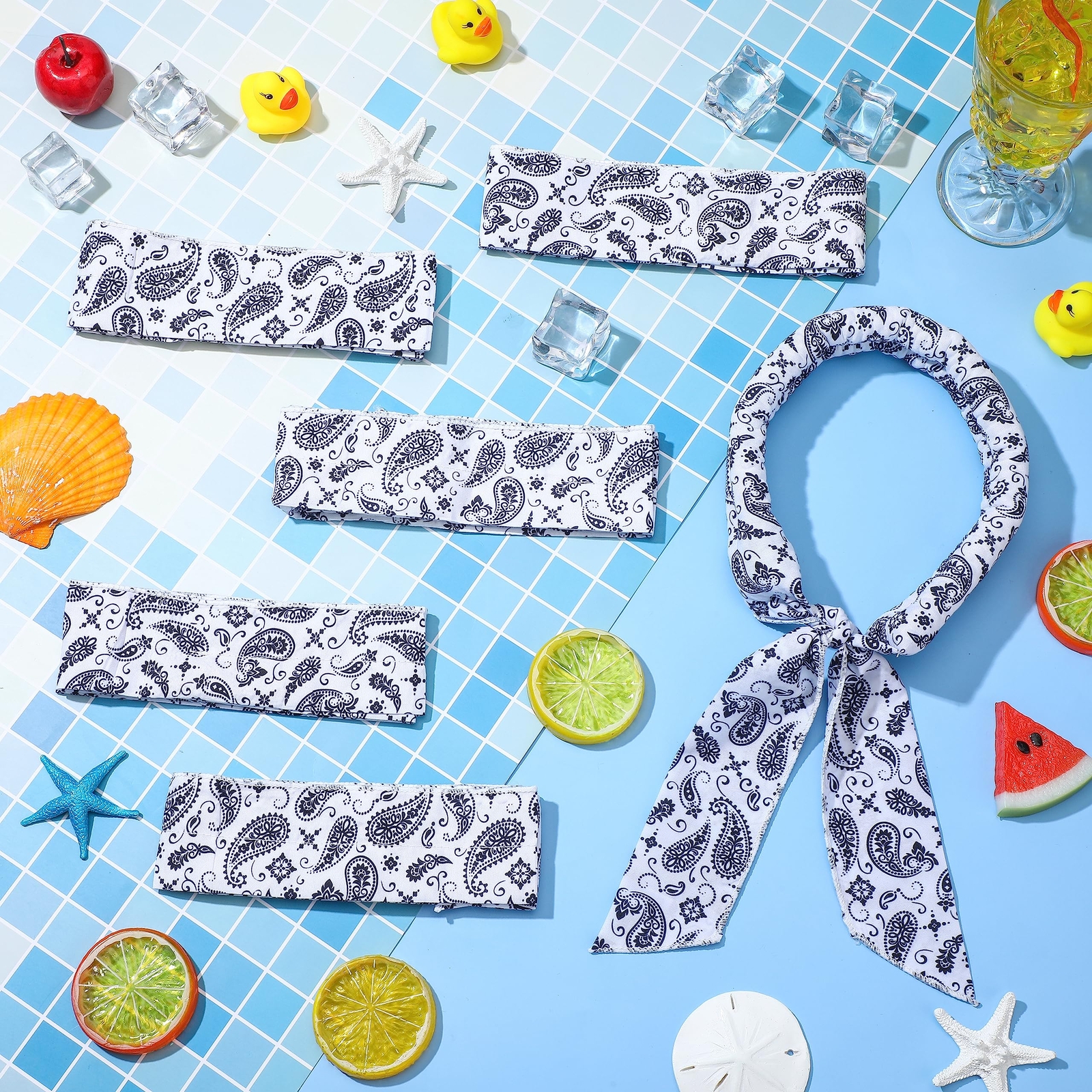 6 Pack Cooling Neck Wraps Cooler Ice Wrap Scarf Bandanas for Summer Women Men...