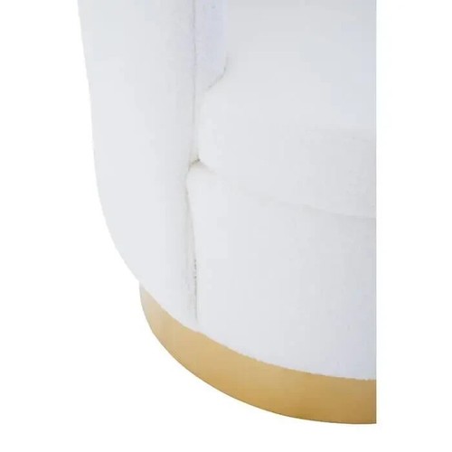 Off White Shell Accent Chair Teddy Fabric Gold Base Modern Lounge Seat - Picture 9 of 12