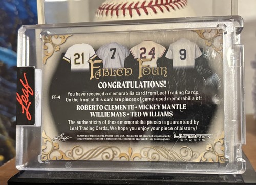 CLEMENTE MANTLE MAYS WILLIAMS 2024 Leaf Ultimate Sports "Fabled Four" #1 of 1 🔥 - Picture 7 of 8