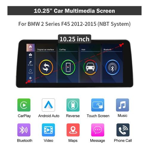 Pantalla táctil CarPlay de 10,25' Android estéreo automático para automóvil para BMW Serie 2 F45 F46 con NBT - Imagen 10 de 15