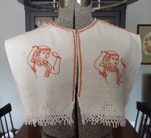 🌟 Antique 1900's Ladies Damask Hair Comb Out Cape Embroidered Lovely Condition - Picture 4 of 6