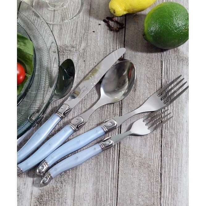 French Home Flatware Set Service For 4 Dining Blue Handle Farmhouse Silver 20 Pc 2022 Nowe artykuły