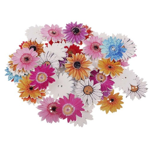 100x Daisy Flower Wooden Buttons Embellishment for Cardmaking - Picture 4 of 12