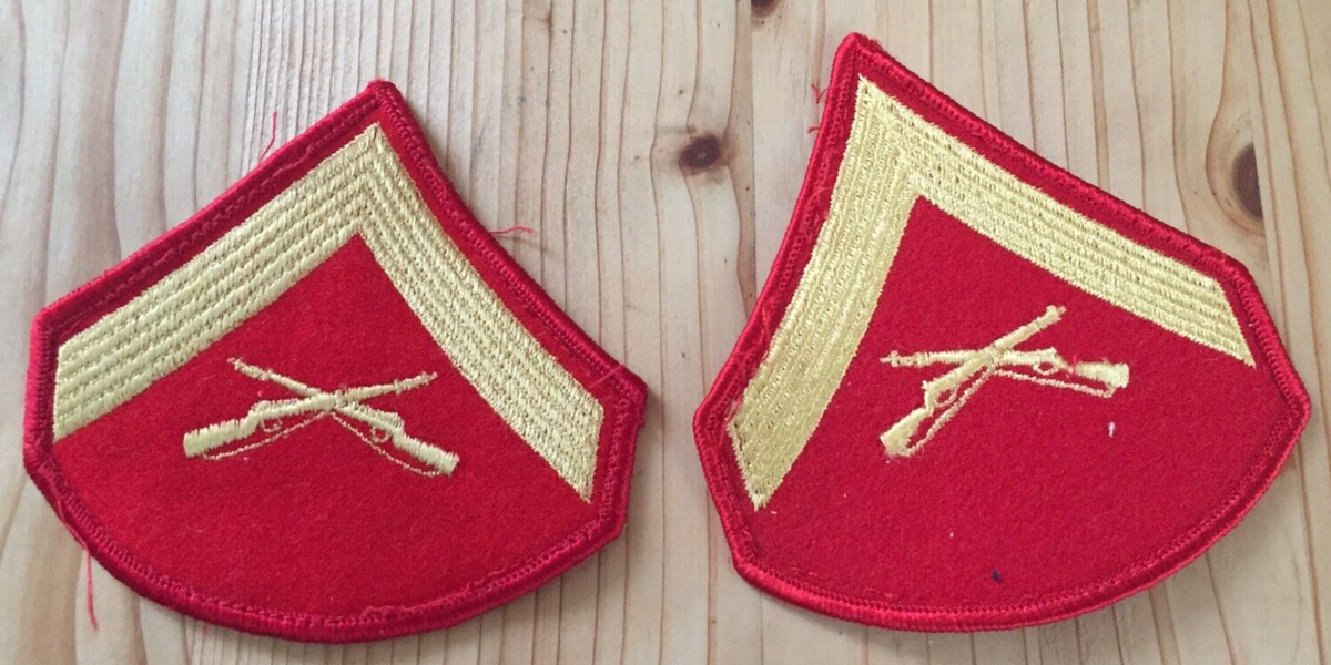 USMC Lance Corporal LCpl Marines E3 Chevrons PATCH set! gold/red for Dress  Blues | eBay