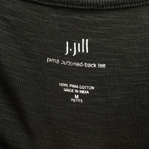 J Jill T-Shirt Womens Meduim Black Buttoned Back Tee Cotton 3/4 Sleeve Pullover - Imagen 10 de 14