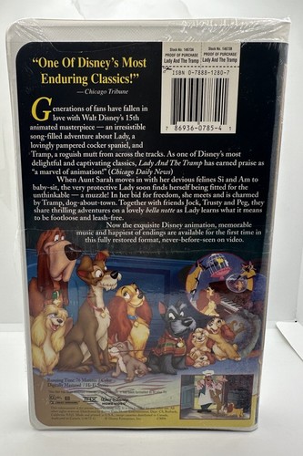 NEW Walt Disney's Lady And The Tramp VHS Masterpiece Collection #4673 Unopened - Picture 2 of 3