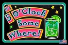 5 O'CLOCK SOMEWHERE ! ALL WEATHER METAL 8"X12" SIGN TIKI BAR POOL HOT TUB BEACH