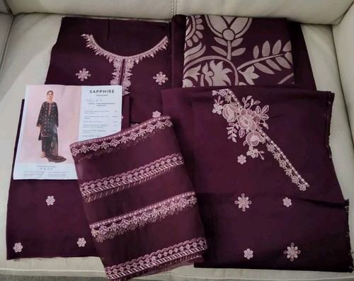 Indian Pakistani Women's Designer Maria B, Sapphire 3 Piece Lawn Suit New - Picture 2 of 18