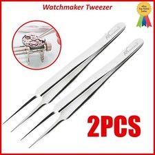 2Pcs Watch Maker and Jewelry Repairs Pickup Grasping Fine Point Repair Tweezers