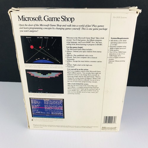 VTG 1990 Microsoft Game Shop For DOS System 5.25” Disk Version Basic Programming - Picture 5 of 13
