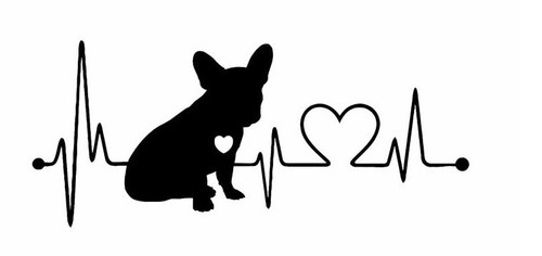 Aufkleber French Bulldog Französische Heartbeat 2 Stck. JDM Sticker 18 x 7,7 cm - Bild 1 von 2