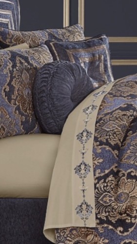Five Queens Court Woodstock Luxury 3 Dimensional Weave Comforter Set Indigo Blue - Picture 5 of 8