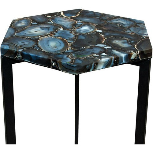Blue Agate Coffee Center Table Top Agate Stone Corner Top For Interior Home Deco - Picture 1 of 3