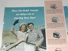 1950 KODAK advertisement, Kodak movie camera, Pan Am airplane doorway PAA