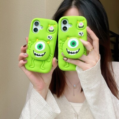 Cute Fashion Cartoon Mike Bracket Stand Phone Case For iPhone 13 14 15 16Pro Max