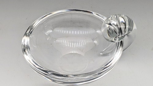 Steuben John Dreves Snail Scroll Handle SIGNED Glass Olive Dish Bowl - Picture 3 of 6