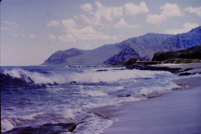 #ad #ad SEP 1971 Beach On Road To Makaha Honolulu Hawaii Kodachrome Slide Ref V B
