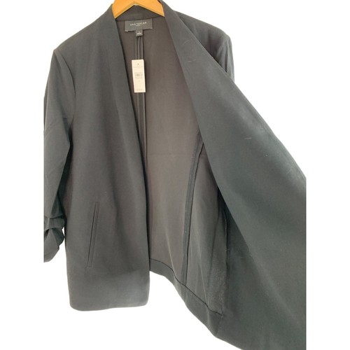 Rare NWT Ann Taylor Factory Scrunch Sleeve Open Blazer Sz 16 XL NWT 6263 Black - Picture 3 of 12