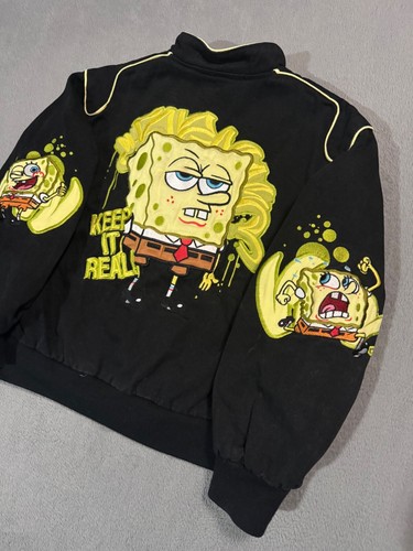 Spongebob Squarepants JH Design Vintage Y2K Youth Kids Racing Jacket Coat M 7-8 - Picture 10 of 14