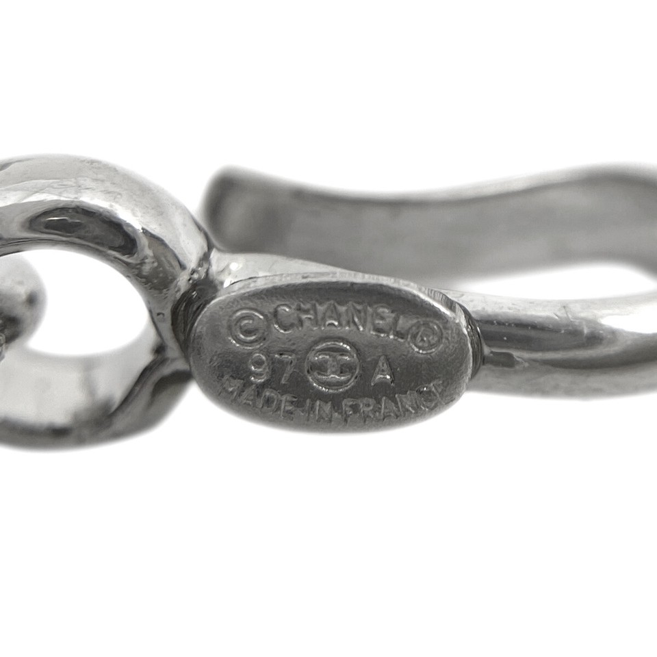 CHANEL Faux Pearl Chain Necklace long Necklace Silver plating Silver