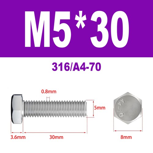 DIN 933 Sechskantschraube Edelstahl A4 V4A Vollgewinde Maschinen Schrauben M3-M8 - Bild 35 von 104