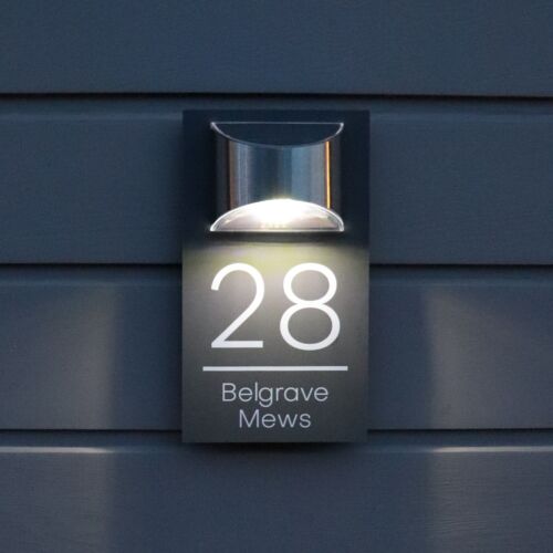 Solar Light House Sign LED Illuminated Contemporary Modern Door Number Plaque - Picture 3 of 6
