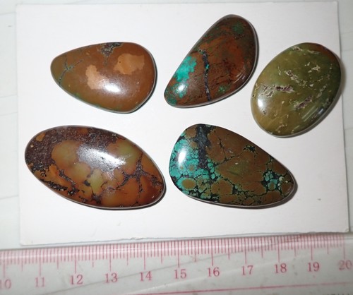 Turquoise Stone Flat Free Form Cabochon 167 Carat 5 pieces 33.4 gram - Picture 2 of 5