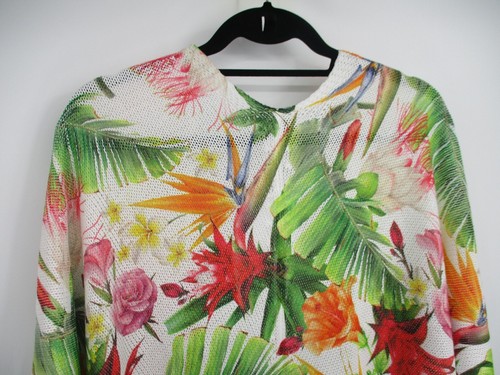 Luisa Ricci Womens Sweater Medium Multi Color Floral Open Front Stretch Tropical - Picture 6 of 16