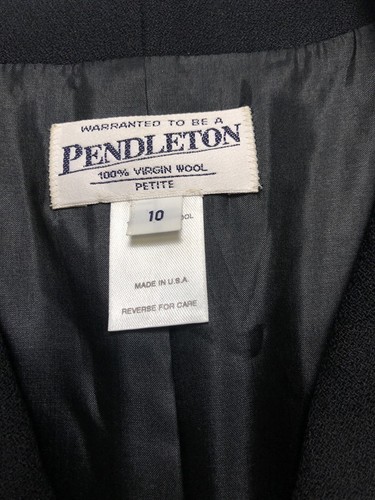 Vintage Pendleton Jacket Womens 10 Black Coat 100% Virgin Wool Made In USA Chic - Picture 7 of 8