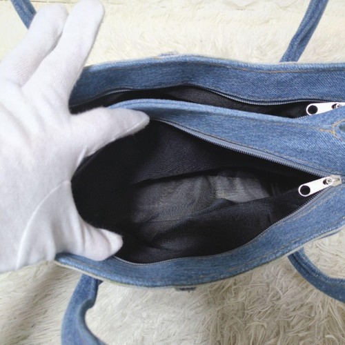 Seltene Lee Denim Handtasche große Kapazität 2 Fächer strukturierte Beuteltasche gebraucht JP - Bild 12 von 20