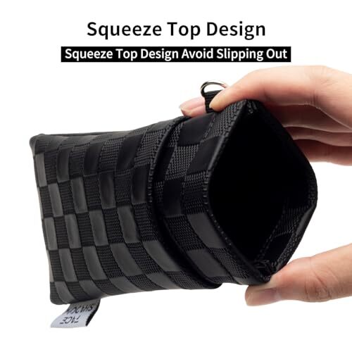 Double Glasses Case PU Soft Eyeglass Case For Women Men Squeeze Top Black - Bild 2 von 7