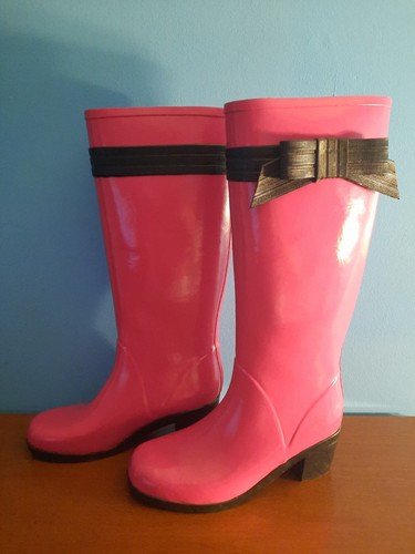 Kate Spade Fuchsia Black Bow rain boots size 8 women's pink rain boot kate  spade | eBay