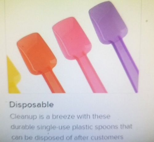 (500) ASSORTED COLORS 3.75" LONG, GELATO ICE CREAM SPOONS, EXTRA STRONG BPA FREE - Picture 4 of 9