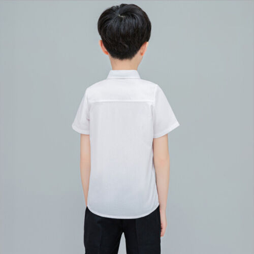 Kids Boys Button-Down Shirt Slim Pleated Tops Blouse Performance Costumes Shirt - Picture 6 of 10