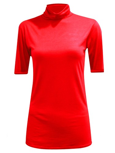 Ladies Turtle Polo Neck Top Womens Short Sleeve High Neck T-Shirt Plus Size 8-26 - Picture 14 of 23