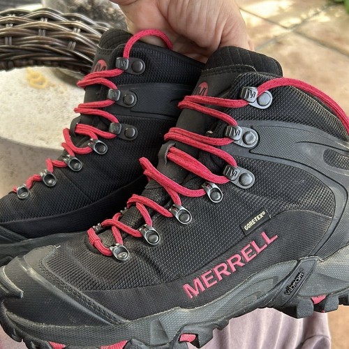 Merrell Womens Siren Gore-Tex Mid Boots Hiking Waterproof Black and Pink Size 7 - Picture 3 of 8