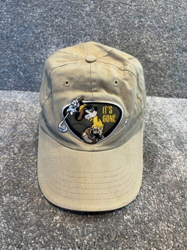 Disney Golf Hat Micky Mouse Cap Khaki Green Adjustable One Size Rare - Picture 1 of 9