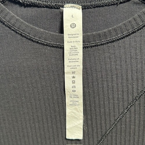 Lululemon Top Women's L Black Stretchy Ribbed Lightweight Short-Sleeve Yoga Gym - Picture 3 of 14