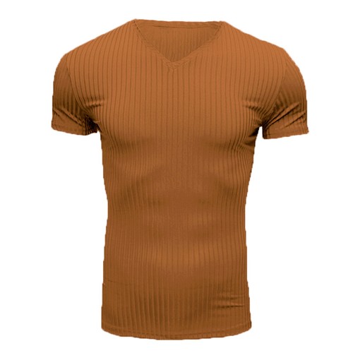 Men V Neck Tops Short Sleeve T-shirt Slim Stretch Sport Gym Muscle Tee Tunic↷ - Picture 13 of 19