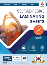 Self Stick Laminating Sheets 8.5 X 11 Inches, 4Mil, Pack of 20, No Heat, No Mach