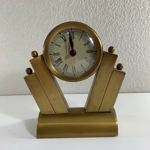 Desk Clock Art Deco Style Gold Colored Metal Table Shelf Mantel Skyser 8 Ebay Desk Clock Art Deco Style Gold Colored