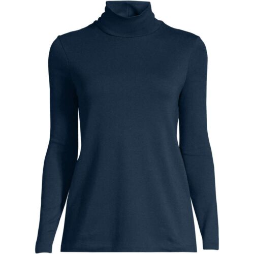 Lands' End Para Mujer Supima Algodón Ajustado Manga Larga Cuello Alto 519872 - Imagen 8 de 11