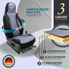 2x Sitzbezüge passend für Fiat Stilo (Schwarz-Blau) | Vorne | Pilot HERM206