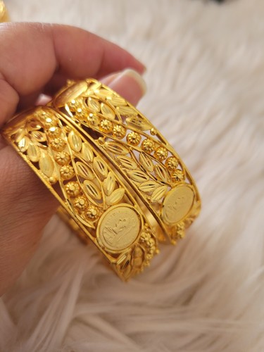 22k Dubai Gold plated Nepali Bollywood Indian 1 gram gold Bangles size 2.10 - Picture 4 of 5