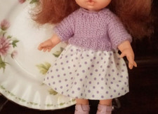 Gonna a pois e golf coordinato lilla per bambole mini Furga Lisa e Lucia & C.
