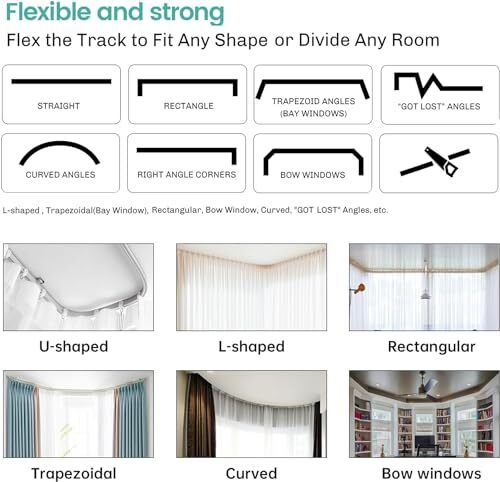 Room Divider Curtain with 100"W x 84"L (Pack of 1) Curtain/Track-light-grey - Picture 5 of 6