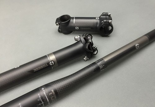 TOSEEK Carbon Fiber MTB Handlebar (Combo) MTB Bike Flat/ Rise Bar Stem Seatpost - Picture 10 of 29