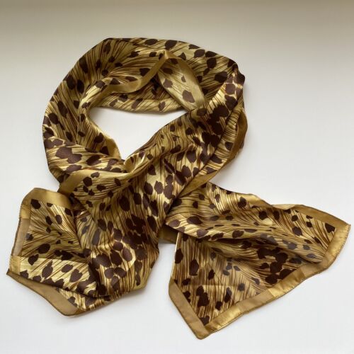 Vintage Leopard Brown And Gold Printed Scarf - image 1
