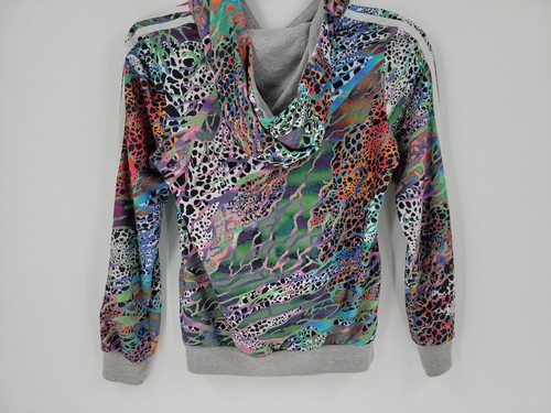 Adidas Youth Pullover Hoodie Size Medium Psychedelic Tiedye Trefoil Sweatshirt - Picture 7 of 12