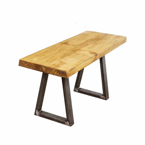 Dining Room Table Bench With Trapezium Legs | Industrial Style, Reclaimed Timber - Afbeelding 1 van 2